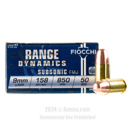 Image of Fiocchi 9mm Ammo - 50 Rounds of 158 Grain FMJ Ammunition