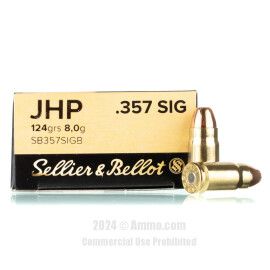 Sellier & Bellot 357 Sig Ammo - 50 Rounds of 124 Grain JHP Ammunition