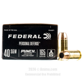 Image of Federal Punch 40 S&W Ammo - 20 Rounds of 165 Grain JHP Ammunition