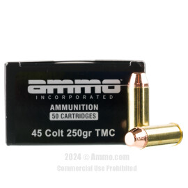 Ammo Inc. 45 Long Colt Ammo - 50 Rounds of 250 Grain TMJ Ammunition