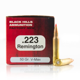 Image of Black Hills Ammunition 223 Rem Ammo - 50 Rounds of 50 Grain V-Max Ammunition