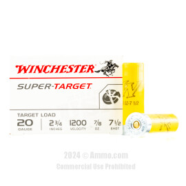 Image of Winchester 20 ga Ammo - 25 Rounds of 7/8 oz. #7-1/2 Shot (Lead) Ammunition
