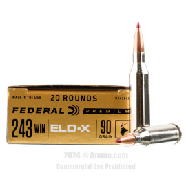 Image of Federal 243 Win Ammo - 20 Rounds of 90 Grain ELD-X Ammunition