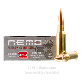 Image of Nemo Arms 6.5 Grendel Ammo - 20 Rounds of 120 Grain FMJBT Ammunition