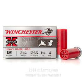 Image of Winchester Super-X 12 ga Ammo - 25 Rounds of 1-1/8 oz. #4 Heavy Shot (Lead) Ammunition