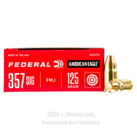 Image of Federal 357 SIG Ammo - 50 Rounds of 125 Grain FMJ Ammunition