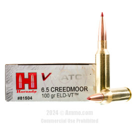 Image of Hornady V-Match 6.5 Creedmoor Ammo - 20 Rounds of 100 Grain ELD-VT Ammunition