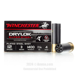 Image of Winchester Drylok Super Steel Magnum 12 Gauge Ammo - 25 Rounds of 1-1/4 oz. #4 Shot Ammunition