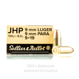 Image of Sellier & Bellot 9mm Ammo - 1000 Rounds of 124 Grain JHP Ammunition