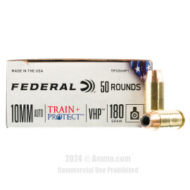 Image of Federal Train + Protect 10mm Ammo - 50 Rounds of 180 Grain JHP Ammunition
