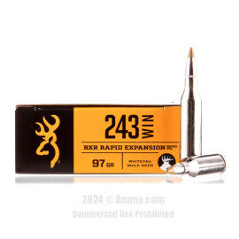 Browning BXR 243 Win Ammo - 200 Rounds of 97 Grain Rapid Expansion...