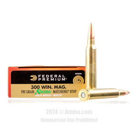 Image of Federal Gold Medal 300 Win Mag Ammo - 200 Rounds of 190 Grain HPBT Ammunition
