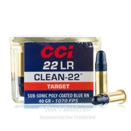 Image of CCI Clean-22 22 LR Ammo - 100 Rounds of 40 Grain Poly-Coated LRN Ammunition