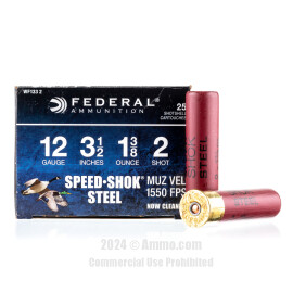 Image of Federal 12 ga 3-1/2" Ammo - 250 Rounds of 1-3/8 oz. #2 Shot (Steel) Ammunition