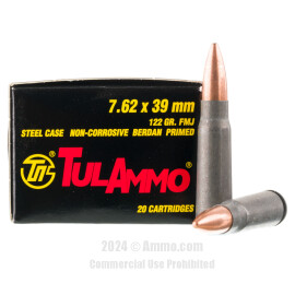 Image of TulAmmo 7.62x39 Ammo - 20 Rounds of 122 Grain FMJ Ammunition