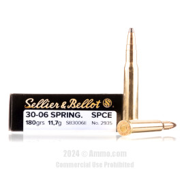 Sellier and Bellot 30-06 Ammo - 20 Rounds of 180 Grain SPCE Ammunition