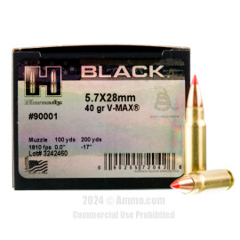 Image of Hornady BLACK 5.7x28mm Ammo - 25 Rounds of 40 Grain V-MAX Ammunition