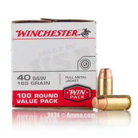 Image of Winchester 40 cal Ammo - 100 Rounds of 165 Grain FMJ Ammunition