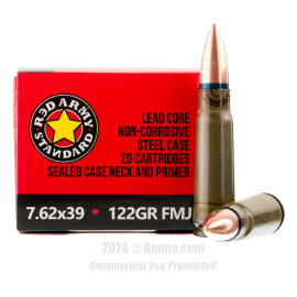 Image of Red Army Standard 7.62x39 Ammo - 20 Rounds of 122 Grain FMJ Ammunition