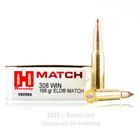 Image of Hornady Match 308 Win Ammo - 200 Rounds of 168 Grain ELD Match Ammunition