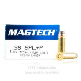 Image of Magtech 38 Special +P Ammo - 50 Rounds of 125 Grain SJHP Ammunition