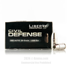 Image of Liberty Civil Defense Ammunition 380 ACP Ammo - 20 Rounds of 50 Grain SCHP Ammunition