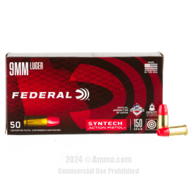 Image of Federal Syntech Action Pistol 9mm Ammo - 500 Rounds of 150 Grain Total Synthetic Jacket Ammunition