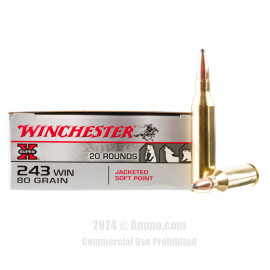 Image of Winchester Super-X 243 Win Ammo - 200 Rounds of 80 Grain JSP Ammunition