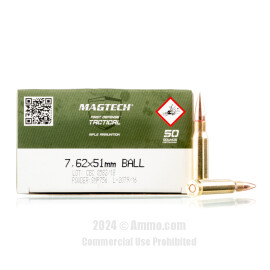 Image of Magtech 7.62x51 Ammo - 50 Rounds of 147 Grain FMJ M80 Ammunition