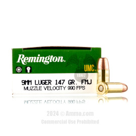 Image of Remington 9mm Ammo - 50 Rounds of 147 Grain MC Ammunition