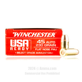 Winchester USA Ready 45 ACP Ammo - 500 Rounds of 230 Grain FMJ FN Ammunition