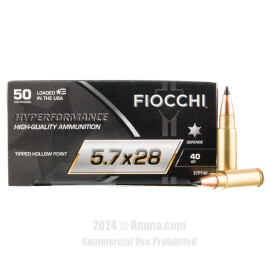 Image of Fiocchi 5.7x28mm Ammo - 50 Rounds of 40 Grain Polymer Tip Ammunition