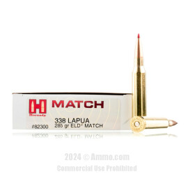 Image of Hornady 338 Lapua Magnum Ammo - 20 Rounds of 285 Grain ELD-Match Ammunition