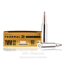 Image of Federal 7mm Rem Magnum Ammo - 20 Rounds of 160 Grain Nosler Partition Ammunition