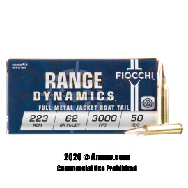 Fiocchi 223 Ammo - 1000 Rounds of 62 Grain FMJ-BT Ammunition