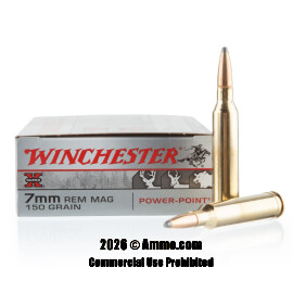 Image of Winchester 7mm Rem Magnum Ammo - 20 Rounds of 150 Grain PP Ammunition