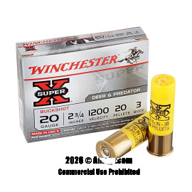 Image of Winchester 20 Gauge Ammo - 5 Rounds of #3 Buck Ammunition