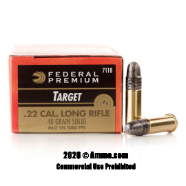 Federal Gold Medal 22 LR Ammo - 50 Rounds of 40 Grain Lead Solid Ammunition
