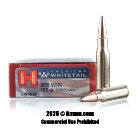 Image of Hornady American Whitetail 308 Win Ammo - 200 Rounds of 165 Grain InterLock SP Ammunition