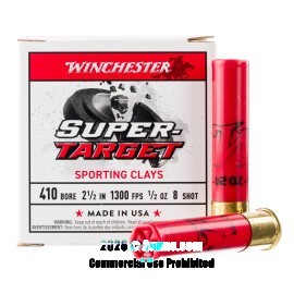 Winchester Super Target 410 Bore Ammo - 25 Rounds of 1/2 oz. #8 Shot Ammunition