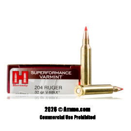 Image of Hornady 204 Ruger Ammo - 20 Rounds of 32 Grain V-MAX Ammunition