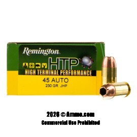 Image of Remington HTP 45 ACP Ammo - 20 Rounds of 230 Grain JHP Ammunition