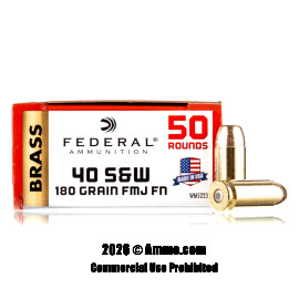 Image of Federal 40 Cal Ammo - 50 Rounds of 180 Grain FMJ Ammunition