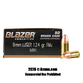 Image of Blazer Brass 9mm Ammo - 50 Rounds of 124 Grain FMJ Ammunition