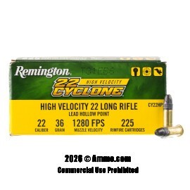 Image of Remington 22 Cyclone 22 LR Ammo - 225 Rounds of 36 Grain LHP Ammunition