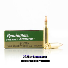 Image of Remington 243 Win Ammo - 20 Rounds of 75 Grain Accutip Ammunition