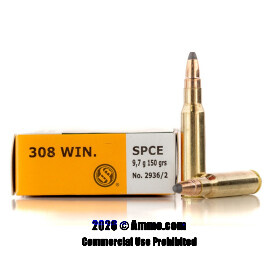 Image of Sellier and Bellot 308 Win Ammo - 20 Rounds of 150 Grain SPCE Ammunition