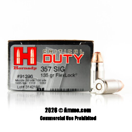 Image of Hornady Critical Duty 357 Sig Ammo - 20 Rounds of 135 Grain FlexLock JHP Ammunition