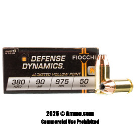 Image of Fiocchi 380 ACP Ammo - 1000 Rounds of 90 Grain JHP Ammunition