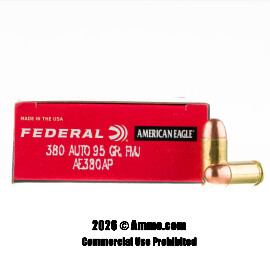 Image of Federal 380 ACP Ammo - 1000 Rounds of 95 Grain FMJ Ammunition